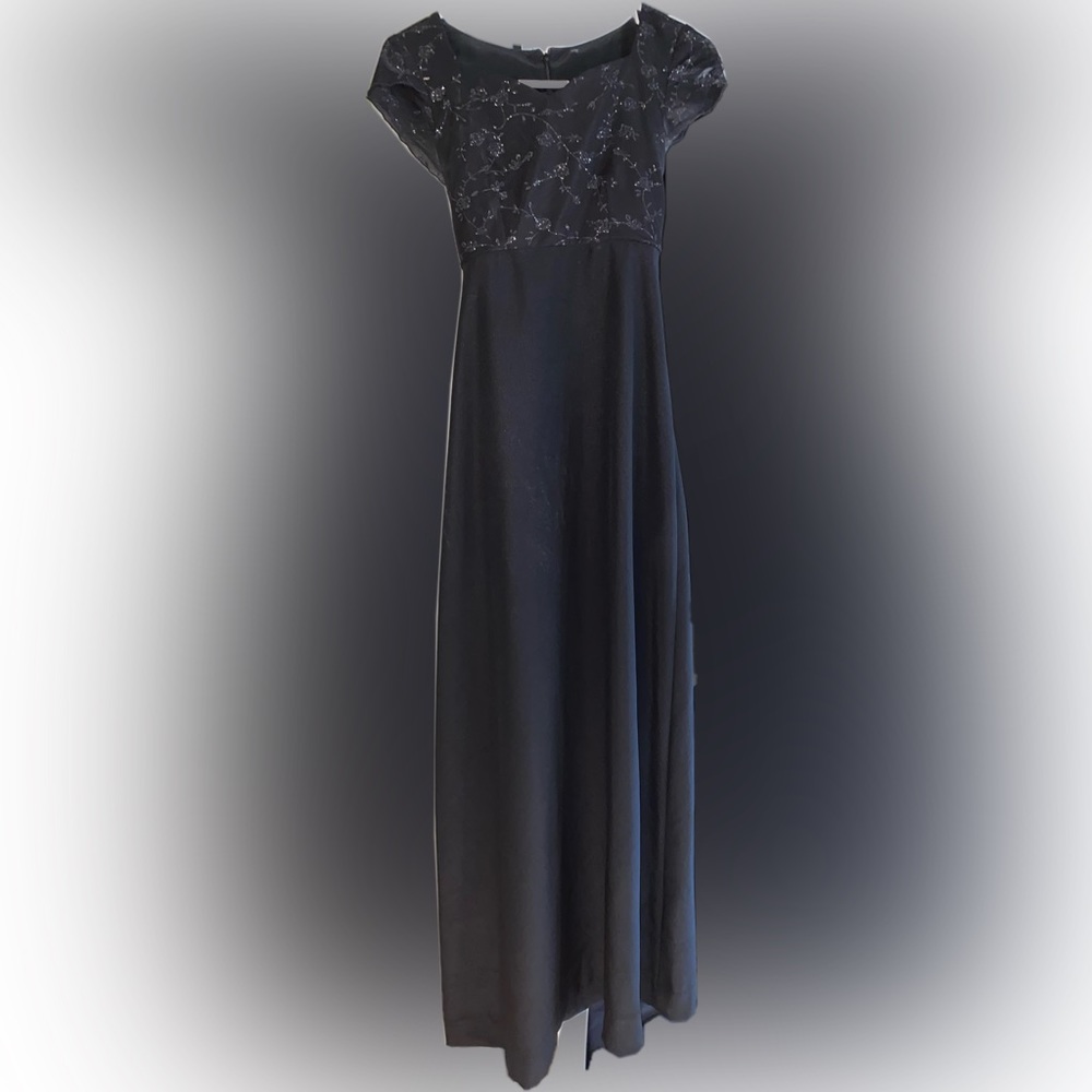 FORMAL FASHION BLACK FLORAL DETAILED WOMENS DRESS